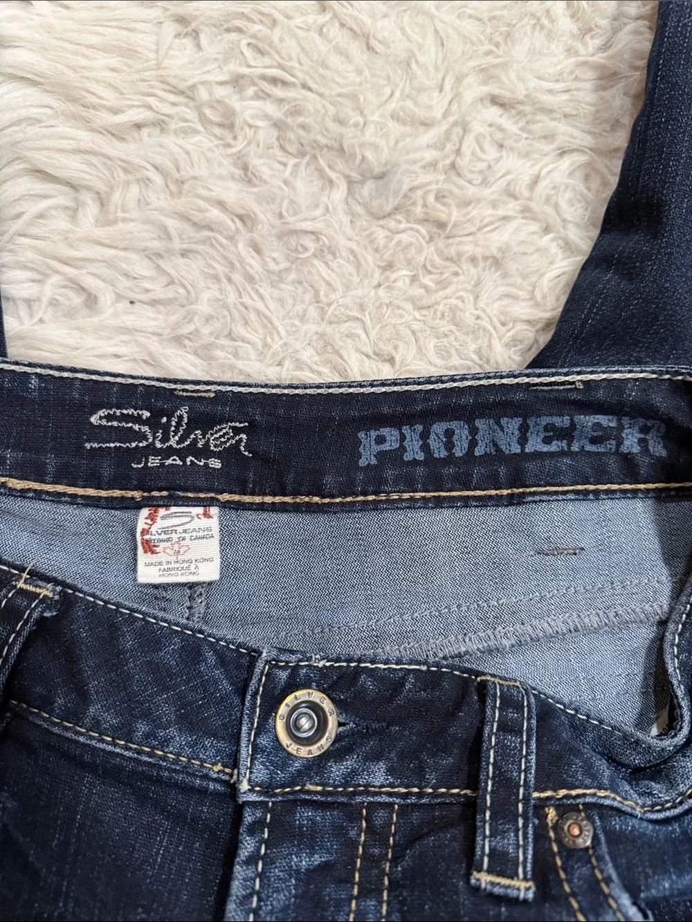Silver Jeans Dark Wash Mid Rise Pioneer Flap Pocket Jeans Size 16/33